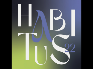 Schriftzug Habitus22 vor grün-lila-schwarzem Farbverlauf