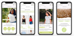 4 Screenshots mit Ansichten des zukünftigen Onlineshops ecosized, von Digitale-Medien-Studierenden der DHBW Mannheim für das Unternehmen MYBESTBRANDS entwickelt. 