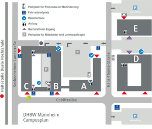 Campusplan der DHBW Mannheim für den Campus Coblitzallee in Neuostheim