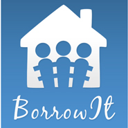 Logo für das Studierendenprojekt Borrowlt, Darstellung von Menschen in einem Haus