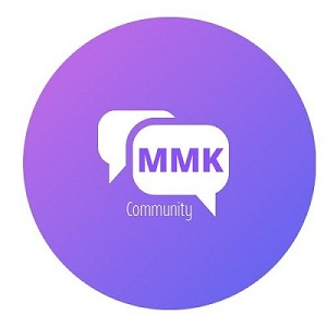Logo des MMK Community Channels bei Discord: Lila Kreis, darin zwei weiße Sprechblasen mit der Aufschrift MMK. 